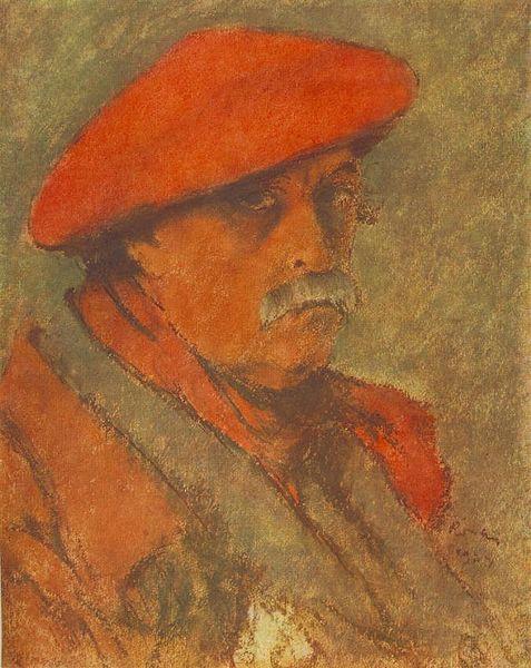 Jozsef Rippl-Ronai Self-portrait with Red Beret oil painting image